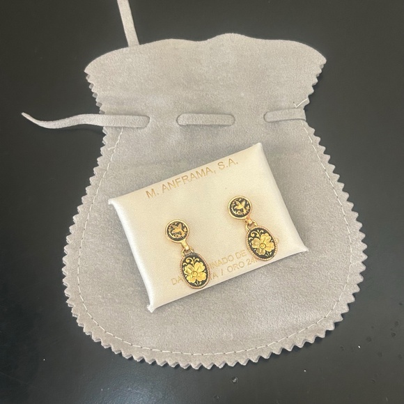 M. Anframas Damescene Spanish drop earrings. NWOT - Picture 1 of 4